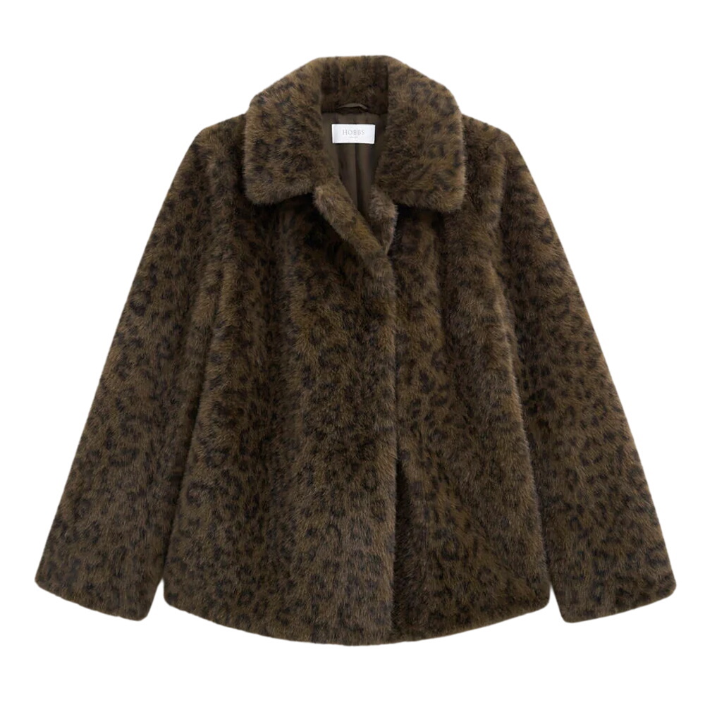 Hobbs London Dania Leopard Faux Fur Coat